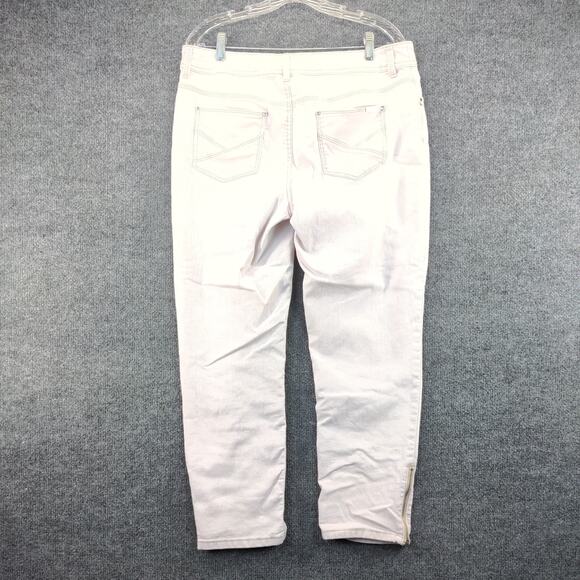 Chico's So Slimming Womens Pants Jeans Size 1.5 Beige Light Gray Ankle Zip - Picture 3 of 12